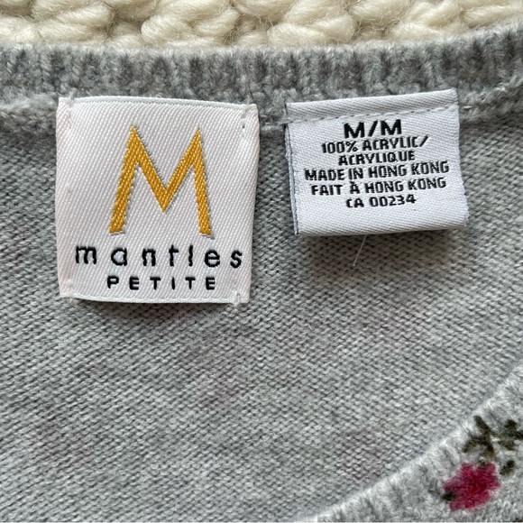 Vintage grey sweater vest with pink flowers - Picture 5 of 6